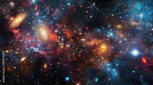 a vast and diverse galaxy, with a cluster of stars and a distant galaxy visible in the foreground