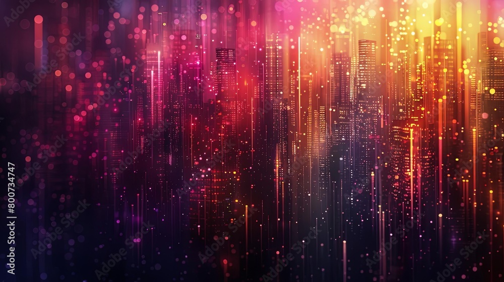 an abstract cityscape featuring a towering skyscraper, a bustling street, and a serene river flowin an abstract cityscape featuring a towering skyscraper, a bustling street, and a serene river flowin