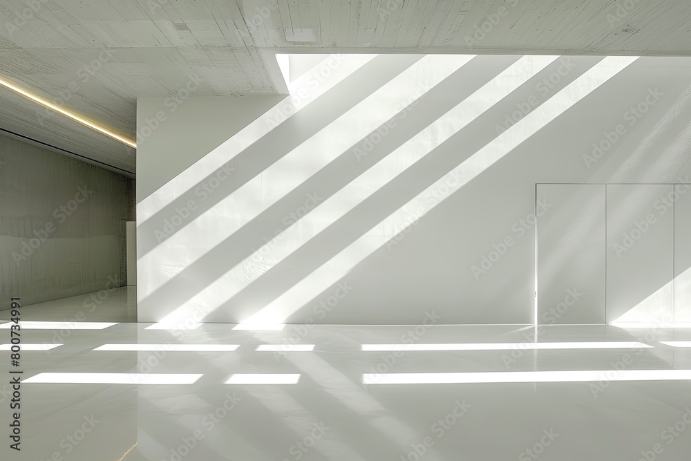 Obraz premium Modern Office Elegance: White Space with Geometric Lighting Concept