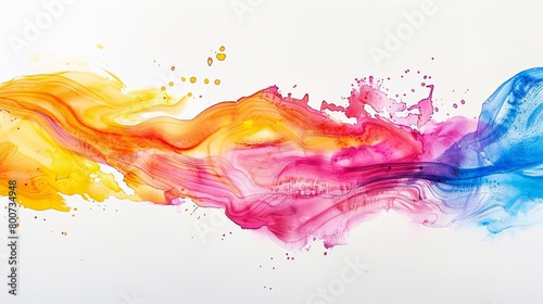 a colorful liquid painting featuring a red, yellow, green, blue, and purple color scheme