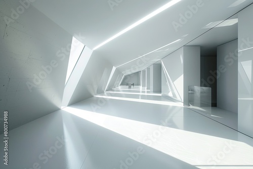 White Space Harmony: Diagonal Light Shafts at Contemporary Luxury Workshop