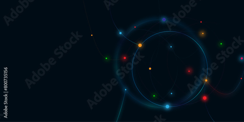 Vectors Abstract line circle with points background. Global network connection or communication and social network concept background.
