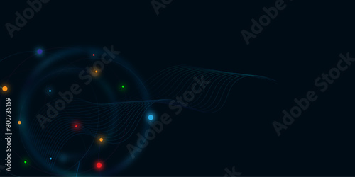 Vectors Abstract line circle with points background. Global network connection or communication and social network concept background.