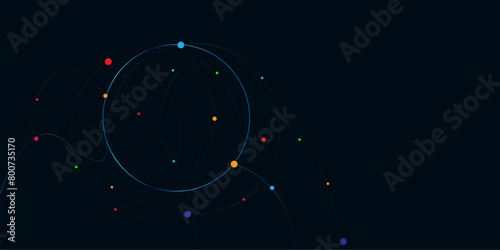 Vectors Abstract line circle with points background. Global network connection or communication and social network concept background.