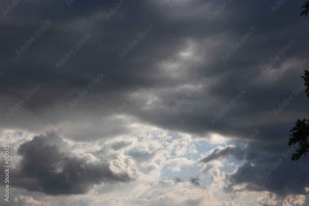 cloudy sky with rare dark gray clouds with threat of rain