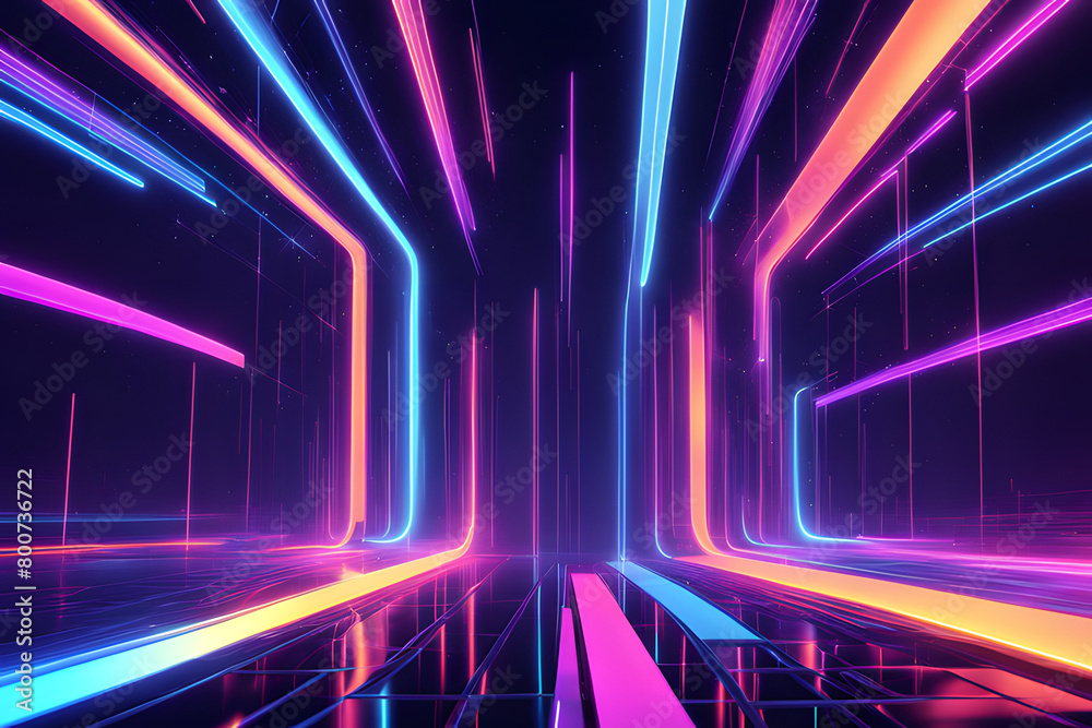 Abstract futuristic background with glowing lines in a neon color scheme .Colorful, neon-hued, flowing lines dance across a dark canvas, embodying a vibrant digital aesthetic. Abstract futuristic background with glowing lines in a neon color scheme .Colorful, neon-hued, flowing lines dance across a dark canvas, embodying a vibrant digital aesthetic.