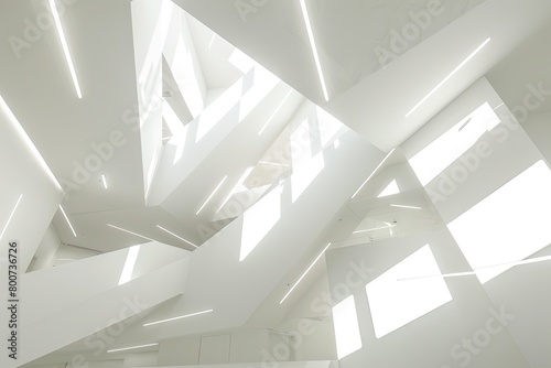 Geometric Light Play: A Contrasting White Interior in a Modern Office Space