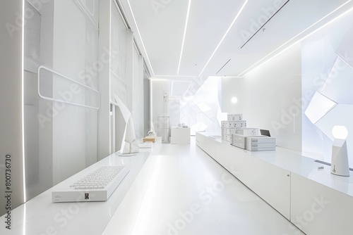 Modern Geometric White Interior: Clean Space for Product Display