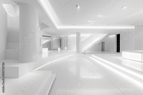 Modern Geometric White Space: Monochromatic Boutique Lobby