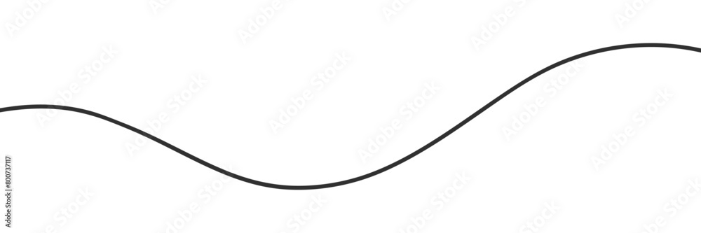 波形にカーブしている手書きの黒い線 - シンプルでおしゃれな緩やかな曲線のデザイン素材 Stock Vector | Adobe Stock