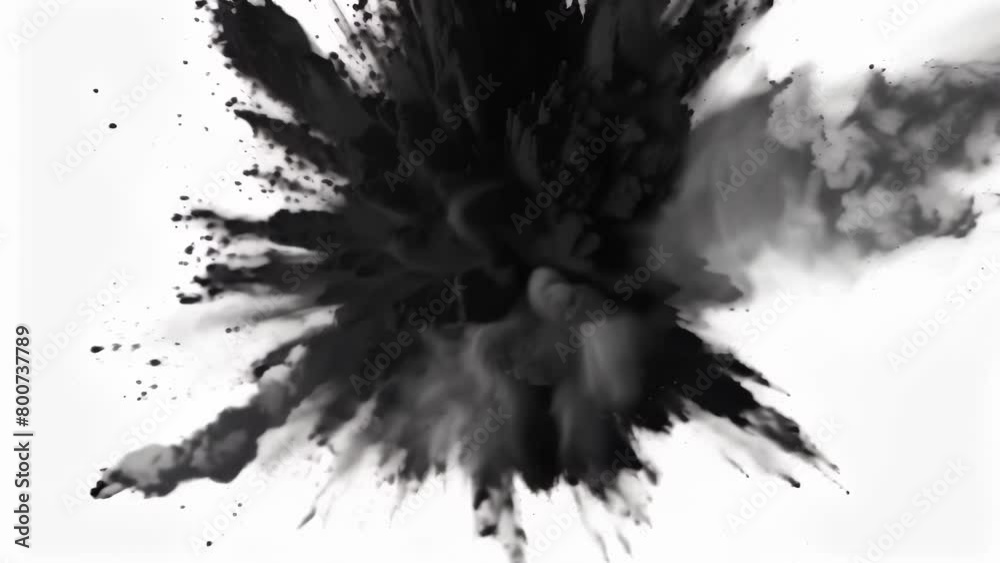 Intense black powder erupts and disperses chaotically against a bright white background, creating a striking, abstract visual. The explosive burst captures a moment of powerful, unrestrained energy.
Intense black powder erupts and disperses chaotically against a bright white background, creating a striking, abstract visual. The explosive burst captures a moment of powerful, unrestrained energy.