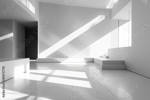 Light and Shadow Elegance  Modern White Gallery Space Design