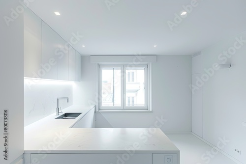 Space White Minimalist Kitchen  Light-Integrated Architectural Elegance