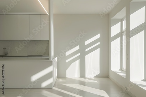 Geometry in White: Minimalistic Space with Linear Light Installation in Contemporary Apartment