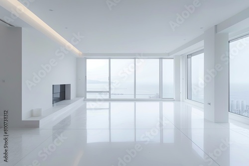 White Space Living  Architectural Minimalism with Floor-to-Ceiling Windows