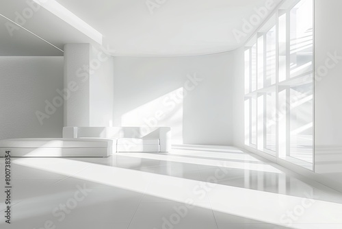 Monochromatic White Luxury: Modern Living Room Concept with Window View © Michael