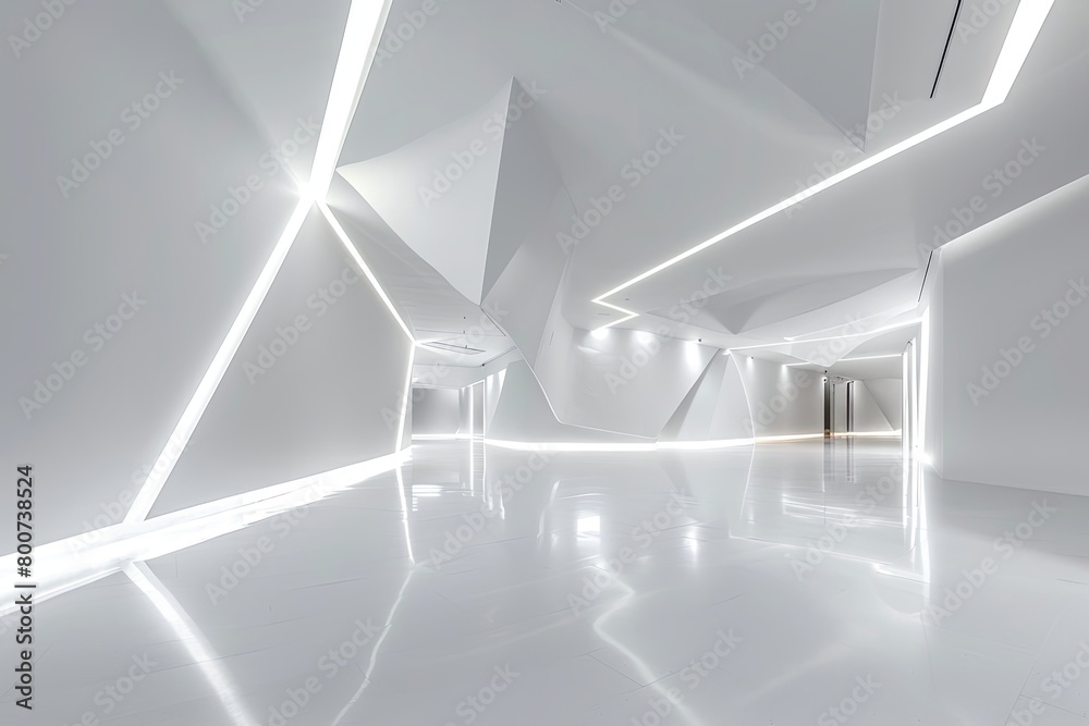Fototapeta premium Geometric Light: White Space in Architectural Minimalism Art Gallery