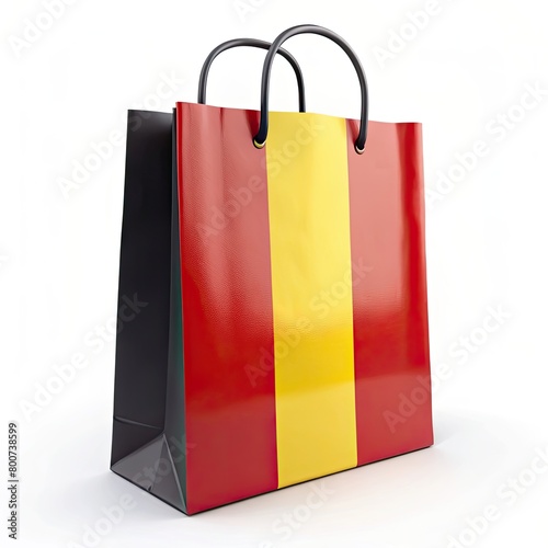 Belgium Flag Shopping Bag: Stylish Travel Accessory Against White Background. Premium Belgian Pride: Modern Flag-Inspired Tote Bag for Sustainable Fashionistas. Iconic Belgian Heritage: Durable Flag