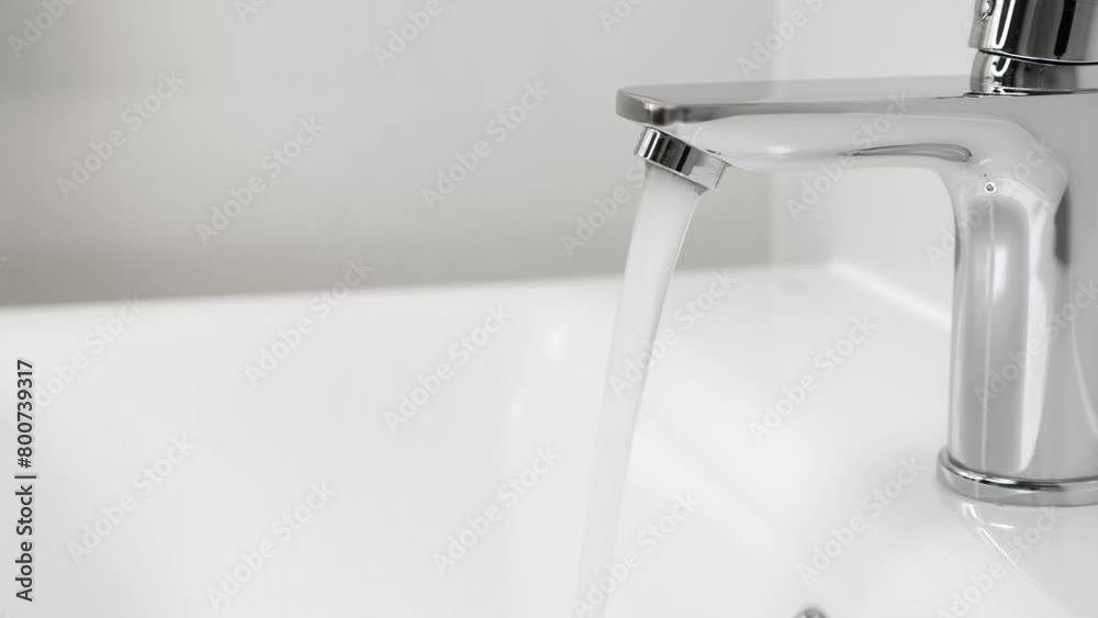 Water running from faucet closeup. Nobody Water running from faucet closeup. Nobody