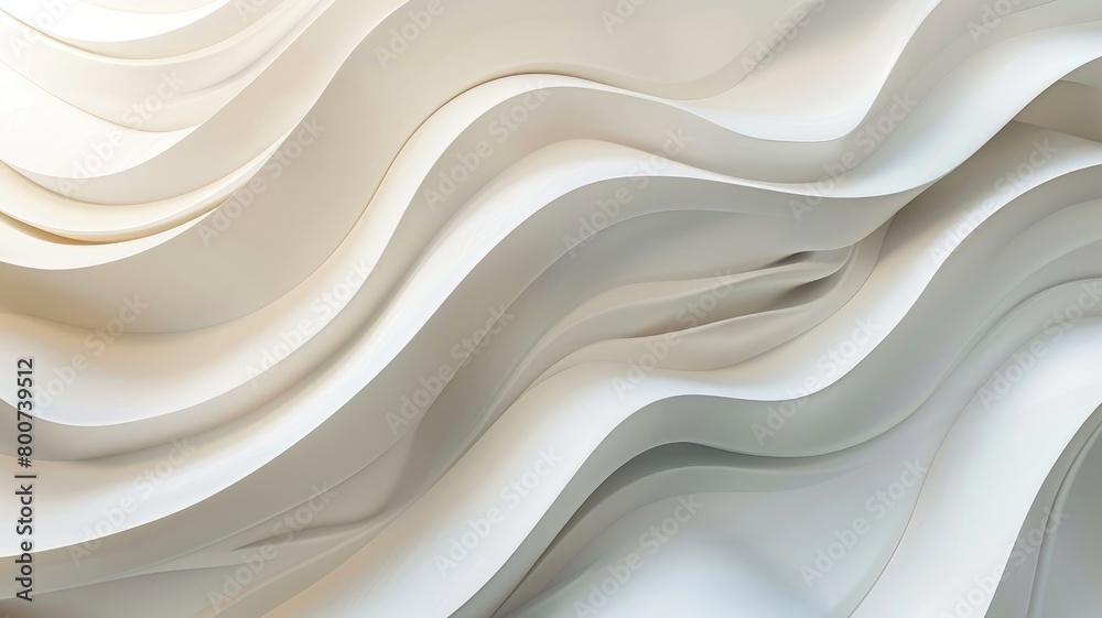 Obraz premium Abstract white waves design with smooth, fluid lines creating tranquil, wavy pattern