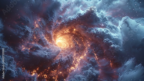 Galactic core and cosmic clouds digital image - A visually stunning depiction of the galactic core surrounded by intricate cosmic clouds and celestial light