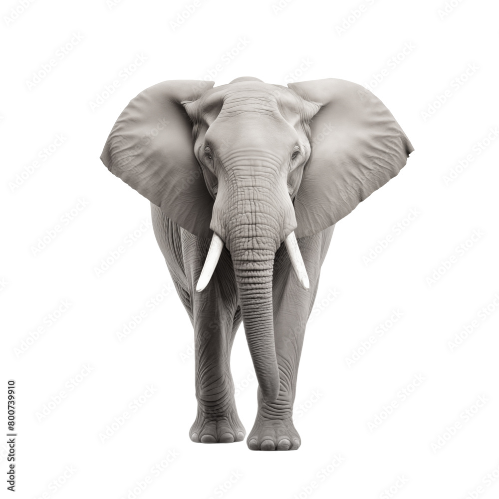 Grey elephant isolated on transparent background