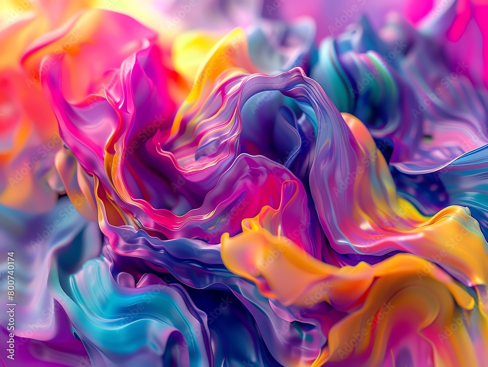 Obraz premium Vivid swirling colors merging in an abstract fluid art pattern.