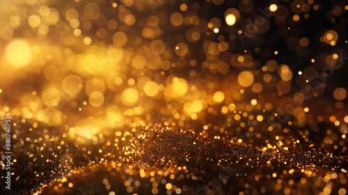 Gold particle abstract bokeh background