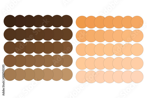 Color palette gradients. Vector brown to beige circles. Earth tones spectrum. Design swatch chart.
