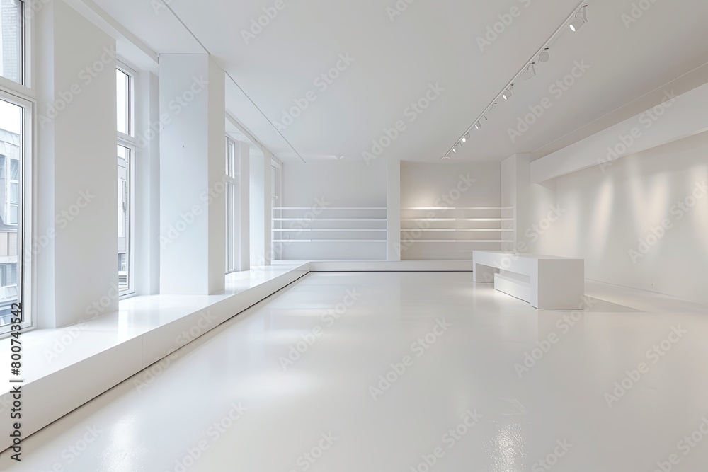 Fototapeta premium Minimalistic White Apartment: Clean Architecture & Retail Interior Design