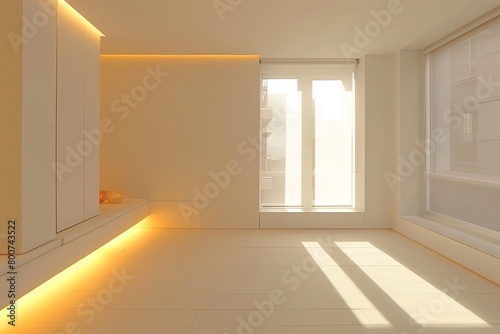 White Architectural Minimalism  Light-Focused Entry Hall in Contemporary Apartment