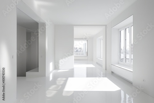 Architectural Light Features in Contemporary White Interior Entry Hall