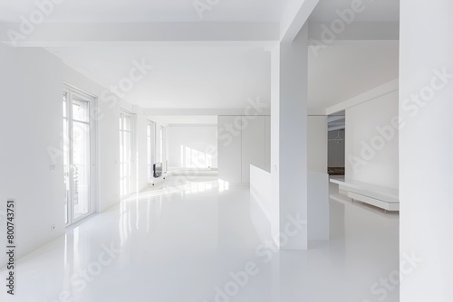 Bright White Minimalist Gallery  Contemporary Studio Apartment Design