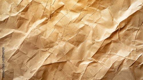 Crumpled brown paper texture, with creases and wrinkles