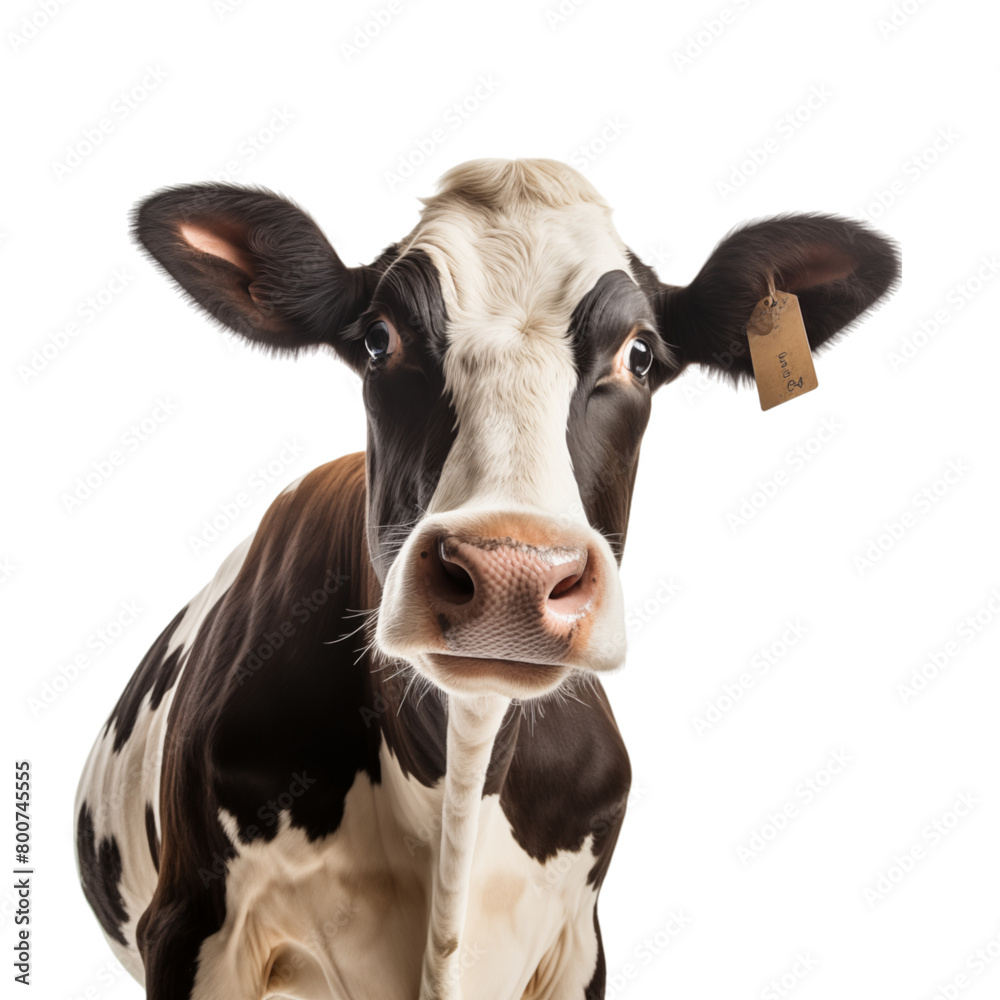 Curious cow isolated on transparent background