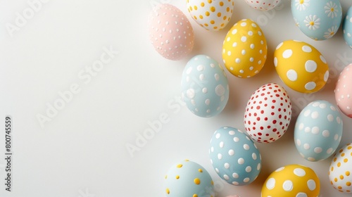 Assorted decorated Easter eggs on a clean white background. AI Generative.