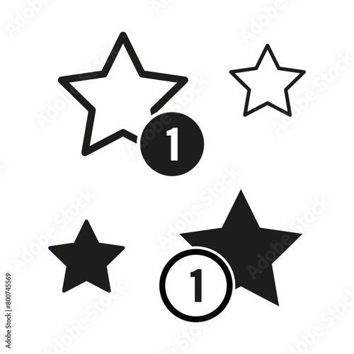 Vector favorite ranking stars set. Number one badge icons. First place star symbols.