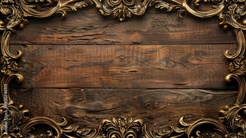 Ornate baroque-style wooden frame surrounding textured background