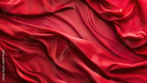 Elegant red satin fabric with luxurious folds and texture
