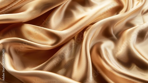 Luxurious golden fabric with smooth, silky waves © Artyom