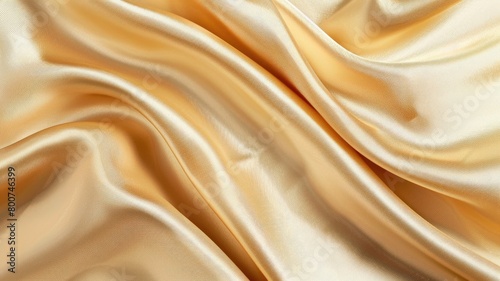 Golden silk fabric with elegant wavy folds and soft texture