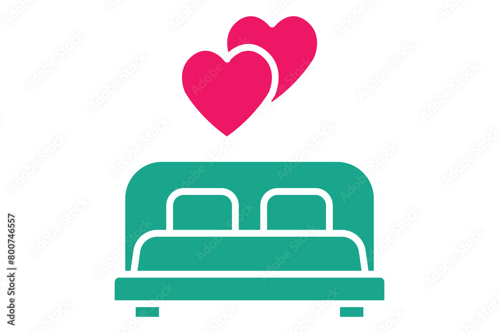 first night icon. bed with heart. icon related to wedding. solid icon style. wedding element illustration first night icon. bed with heart. icon related to wedding. solid icon style. wedding element illustration