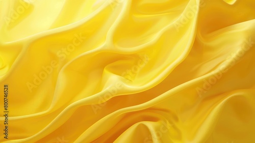 Smooth yellow satin fabric with elegant ripples photo