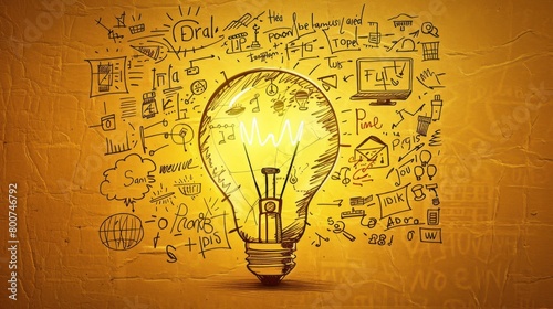customer idea bulb with related words handwritten by businessman