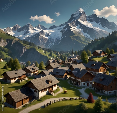 3dswiss alpine village photo
