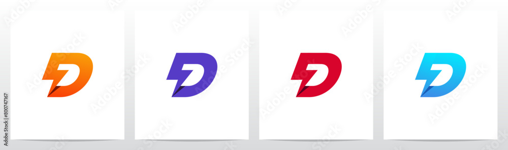 Lightning Thunderbolt Letter Initial Logo Design D