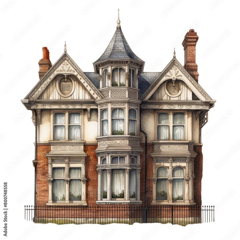 Fototapeta premium Victorian House isolated on transparent background