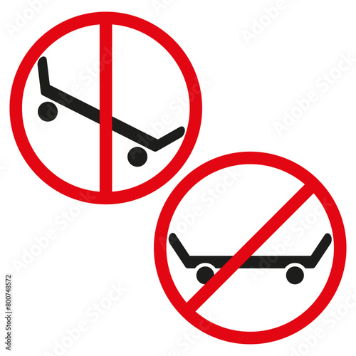 No Skateboarding Sign. Skateboard Prohibition Symbol. No Skating Allowed Indicator. Vector illustration. EPS 10.