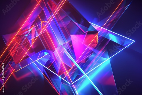 Abstract neon background with geometric shapes