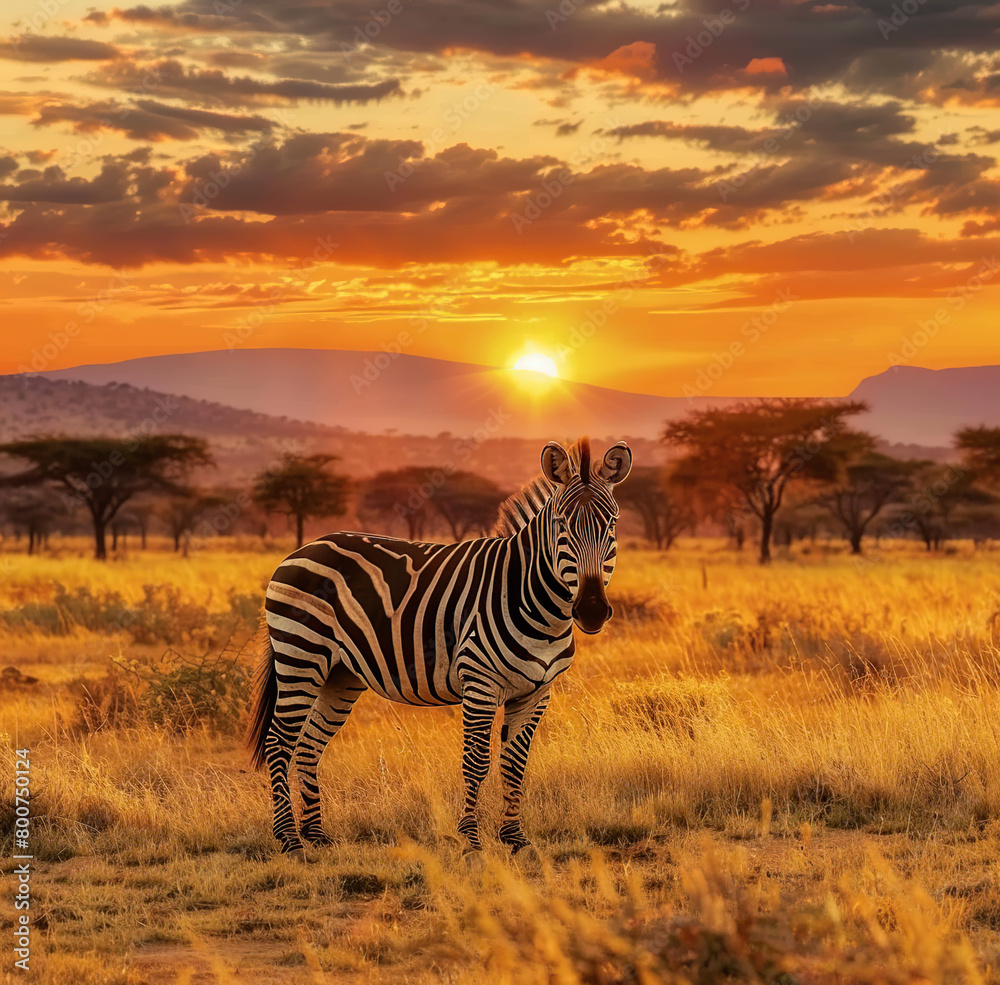 Naklejka premium zebras in the savannah